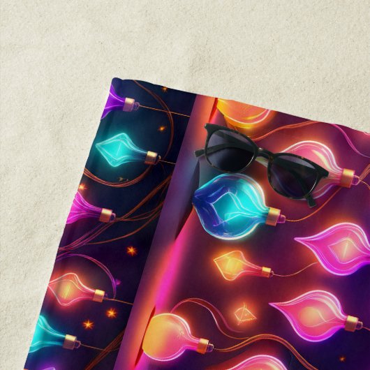 Multicolor Christmas Lights Patterned Strandtuch (Beispiel)
