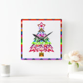 Multicolor Christmas Tree Quadratische Wanduhr (Zuhause)