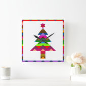 Multicolor Christmas Trees #2 Quadratische Wanduhr (Zuhause)