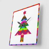 Multicolor Christmas Trees #2 Quadratische Wanduhr (Winkel)