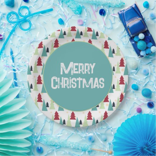 Multicolor Christmas Trees Muster Pappteller (Party)