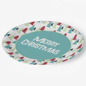 Multicolor Christmas Trees Muster Pappteller (Schrägansicht)