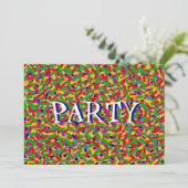 Multicolor Confetti Einladung (Stehend Vorderseite)