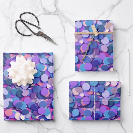 Multicolor Confetti Geschenkpapier Set (Vorderseite)
