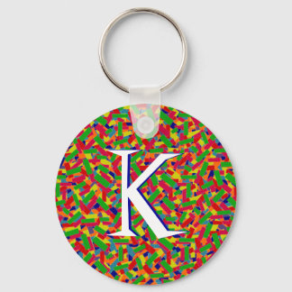 Multicolor Confetti Mit Monogramm Schlüsselanhänger