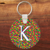 Multicolor Confetti Mit Monogramm Schlüsselanhänger (Vorderseite)