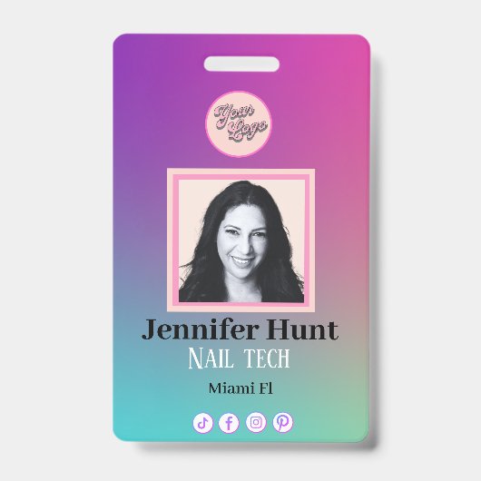 Multicolor Custom Foto stilvoll schlicht minimalis Ausweis (Vorderseite)