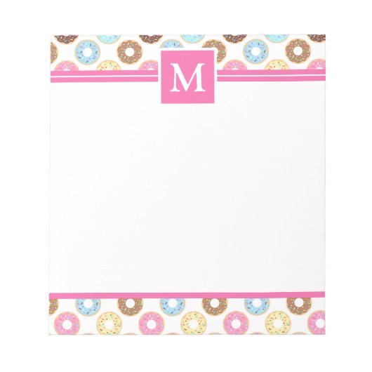 MULTICOLOR-CUTE ICED DONUTS MONOGRAM NOTIZBLOCK (Vorderseite)