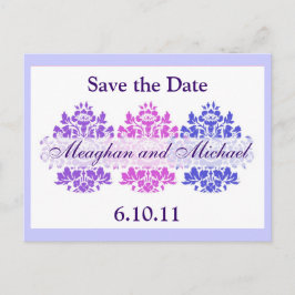Multicolor Damask Save the Date Ankündigungspostkarte