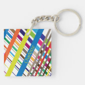 Multicolor Diagonal Lines Schlüsselanhänger (Rückseite)