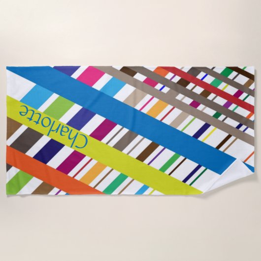 Multicolor Diagonal Lines Strandtuch (Vorderseite)
