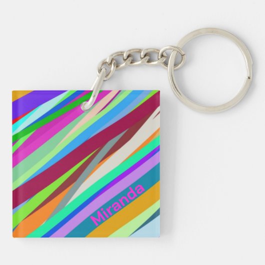 Multicolor-Diagonalmuster Schlüsselanhänger (Rückseite)