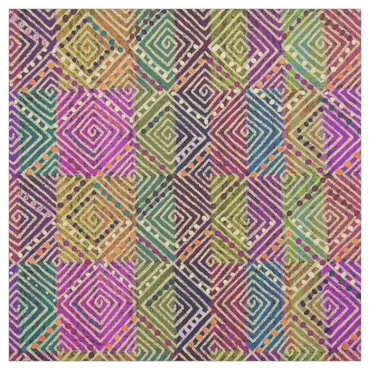 Multicolor Diamonds Patchwork Mud Cloth Style Stoff (Muster)