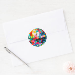 MultiColor-Disco-Ball Runder Aufkleber