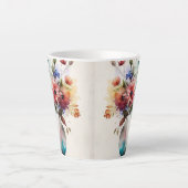 Multicolor Dk Blue Rose Blume #4 Milchtasse (Vorderseite)