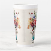 Multicolor Dk Blue Rose Blume #4 Milchtasse (Vorderseite)