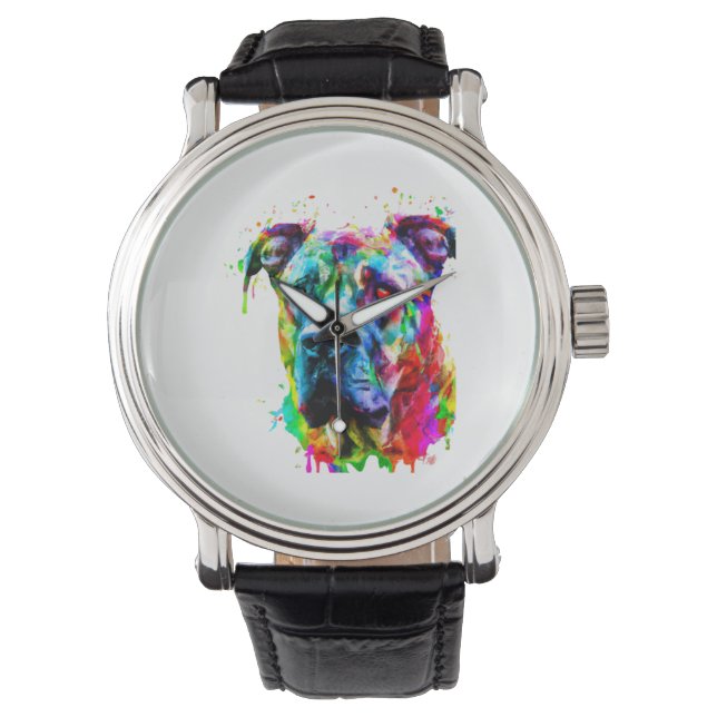 Multicolor Dog - Version 1 Armbanduhr (Vorderseite)
