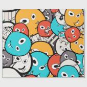 Multicolor Doodle Monster Cartoon Geschenkpapier (Flach)