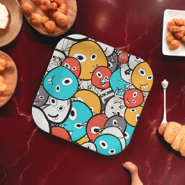 Multicolor Doodle Monster Cartoon Pappteller