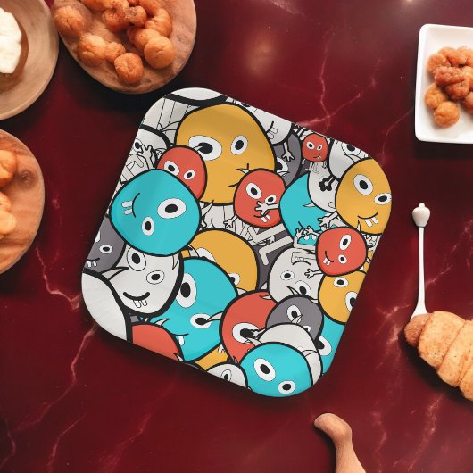 Multicolor Doodle Monster Cartoon Pappteller