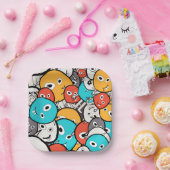 Multicolor Doodle Monster Cartoon Pappteller (Party)