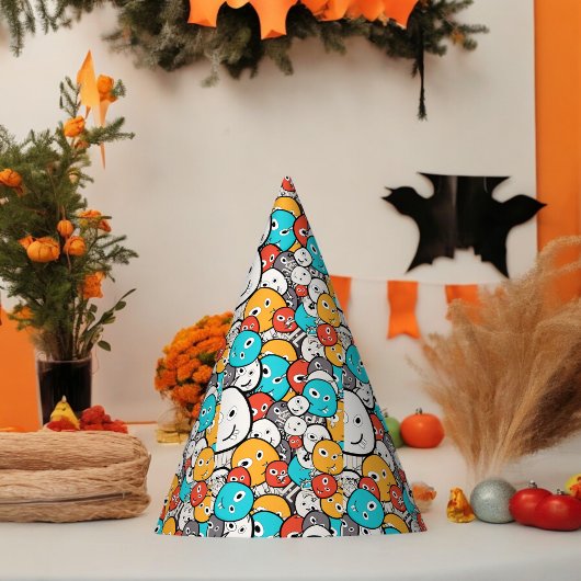 Multicolor Doodle Monster Cartoon Partyhütchen