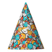 Multicolor Doodle Monster Cartoon Partyhütchen (Rückseite)