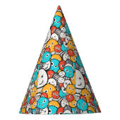Multicolor Doodle Monster Cartoon Partyhütchen (Vorderseite)