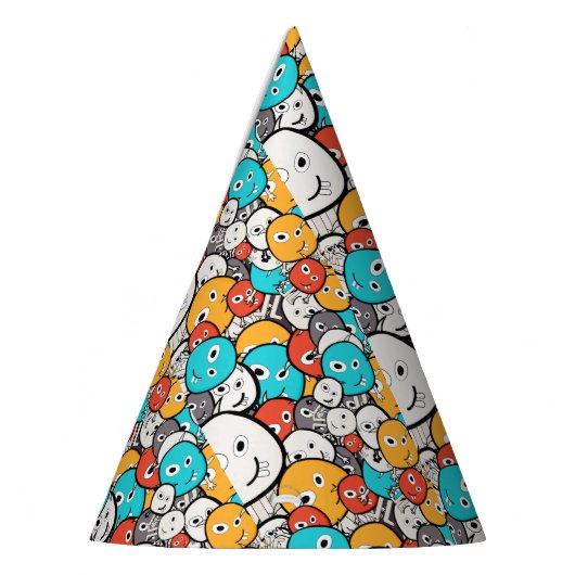 Multicolor Doodle Monster Cartoon Partyhütchen (Links)