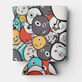 Multicolor Doodle Monster Faces Dosenkühler (Vorderseite)