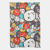 Multicolor Doodle Monster Faces Geschirrtuch (Vertikal)