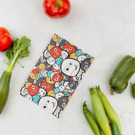 Multicolor Doodle Monster Faces Geschirrtuch