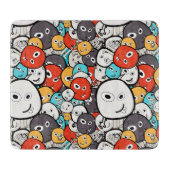 Multicolor Doodle Monster Faces Schneidebrett (Vorderseite)