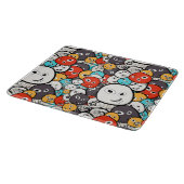 Multicolor Doodle Monster Faces Schneidebrett (Ecke)