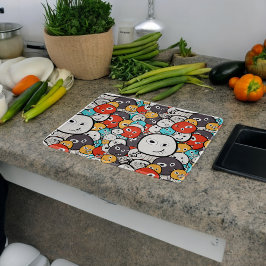 Multicolor Doodle Monster Faces Schneidebrett