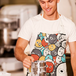 Multicolor Doodle Monster Faces Schürze