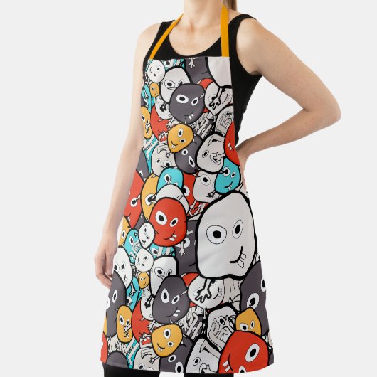Multicolor Doodle Monster Faces Schürze (InSitu)