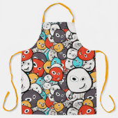 Multicolor Doodle Monster Faces Schürze (Vorderseite)