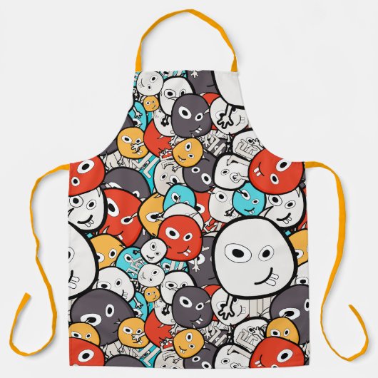 Multicolor Doodle Monster Faces Schürze (Vorderseite)