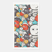 Multicolor Doodle Monster Faces Serviette (Vorderseite)