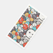 Multicolor Doodle Monster Faces Serviette (Ecke)