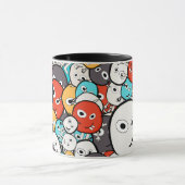 Multicolor Doodle Monster Faces Tasse (Zentrum)