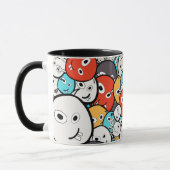 Multicolor Doodle Monster Faces Tasse (Links)