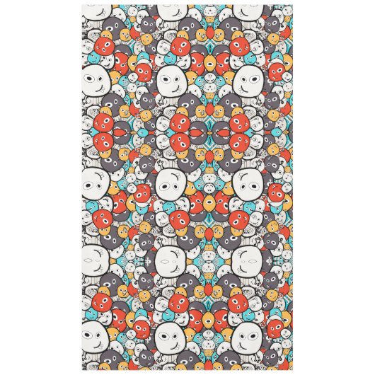 Multicolor Doodle Monster Faces Tischdecke (Vorderseite)