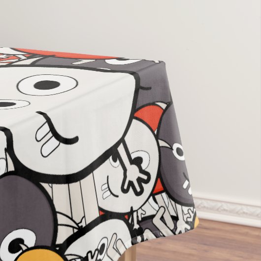Multicolor Doodle Monster Faces Tischdecke (Beispiel)