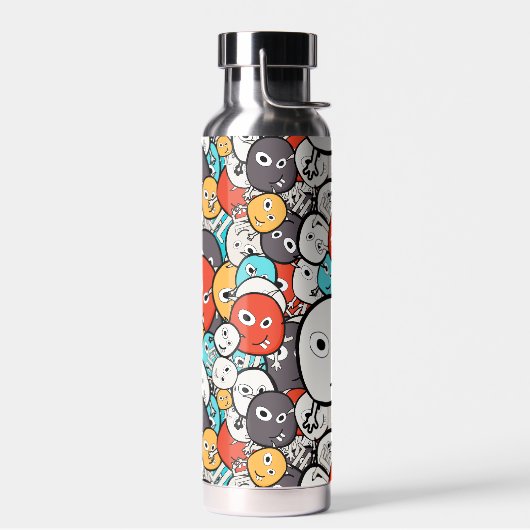 Multicolor Doodle Monster Faces Trinkflasche (Links)