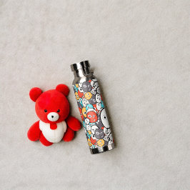 Multicolor Doodle Monster Faces Trinkflasche