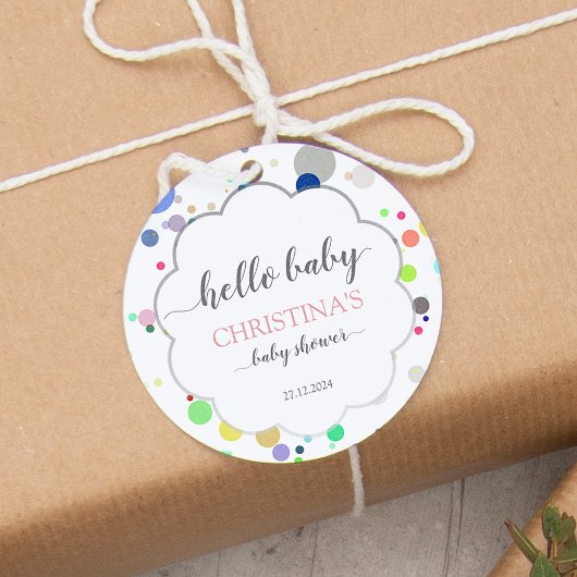 Multicolor Dots Babydusche Geschenkanhänger