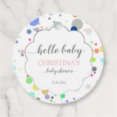 Multicolor Dots Babydusche Geschenkanhänger (Vorderseite)