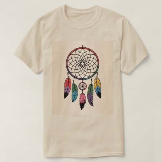 Multicolor Dreamcatcher Gold Hintergrund T-Shirt (Design vorne)
